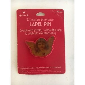 Victorian Romance Lapel Pin Vintage Hallmark Girl with Wings Valentine Jewelry